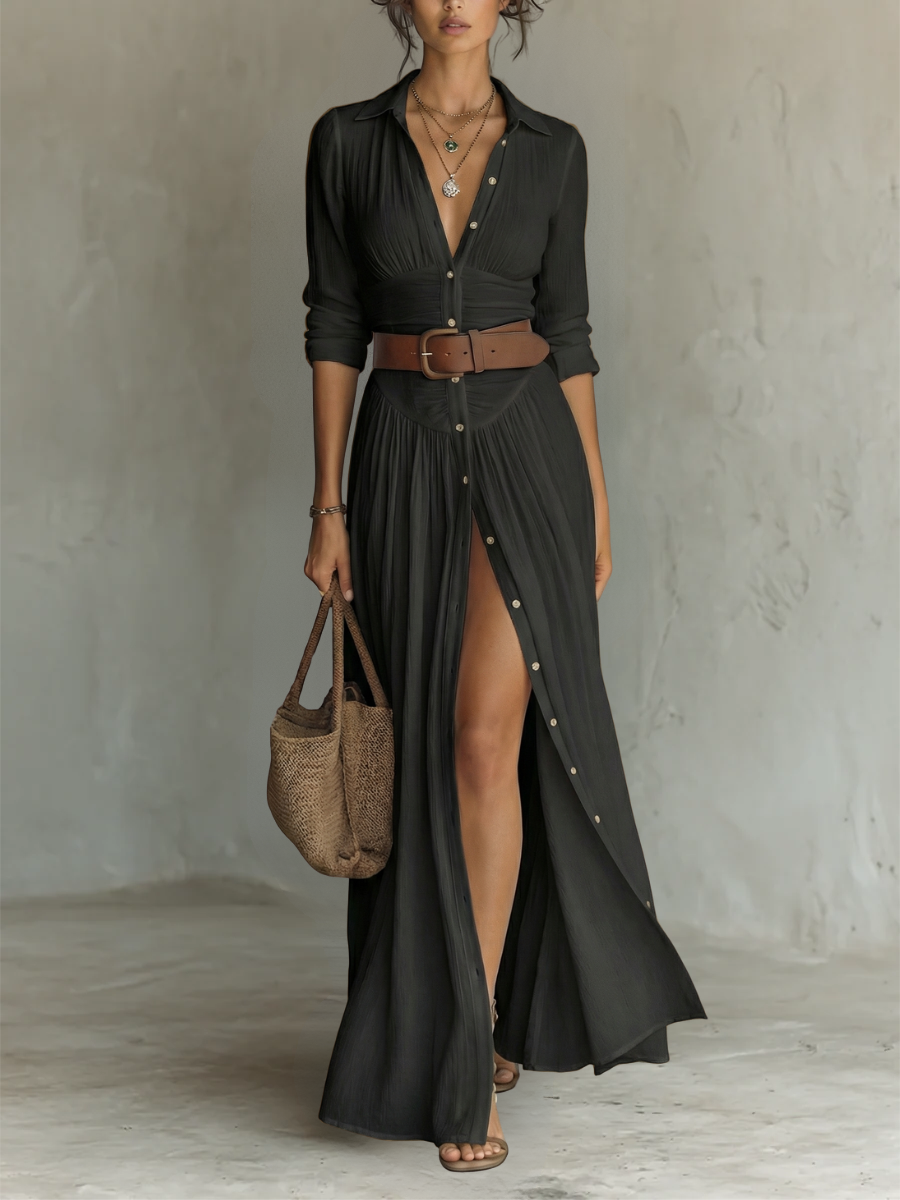 Allysia | Stylish Long Sleeve Collared Dress Image