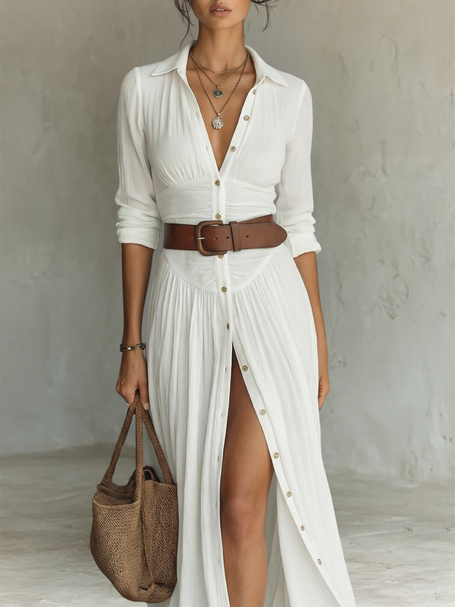 Allysia | Stylish Long Sleeve Collared Dress Image