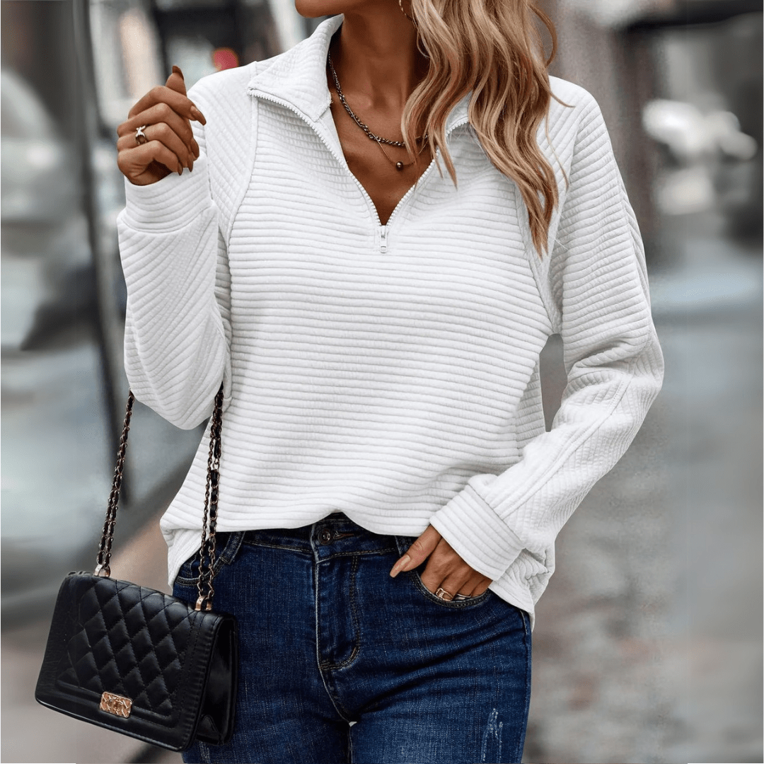 Gillian | Ribbed Half-Zip Pullover Image