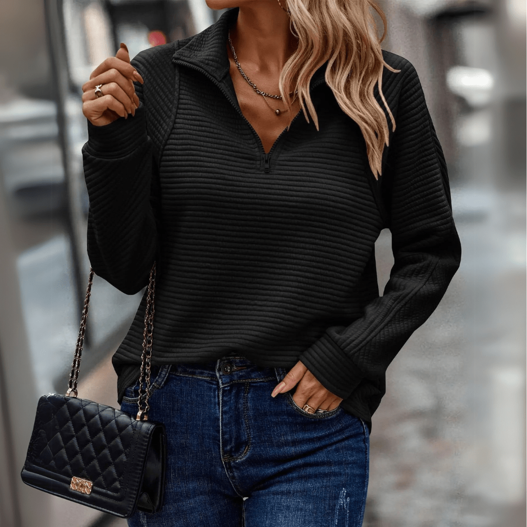 Gillian | Ribbed Half-Zip Pullover Image