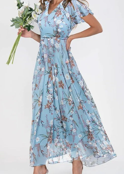 Lilia | Elegant Floral Short Sleeve Dress Image