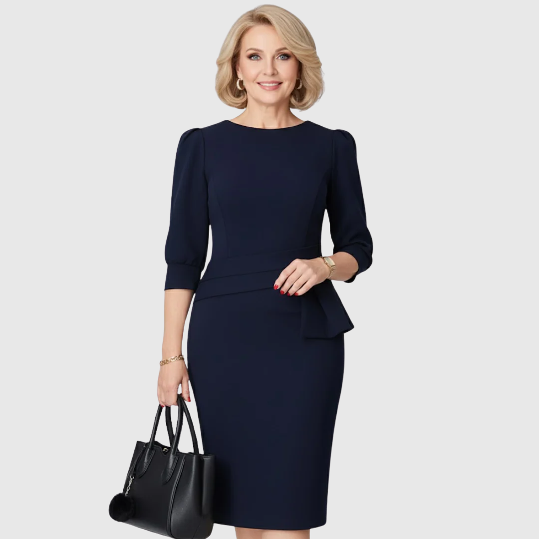 Adele | Sculpted Peplum Midi Dress Image