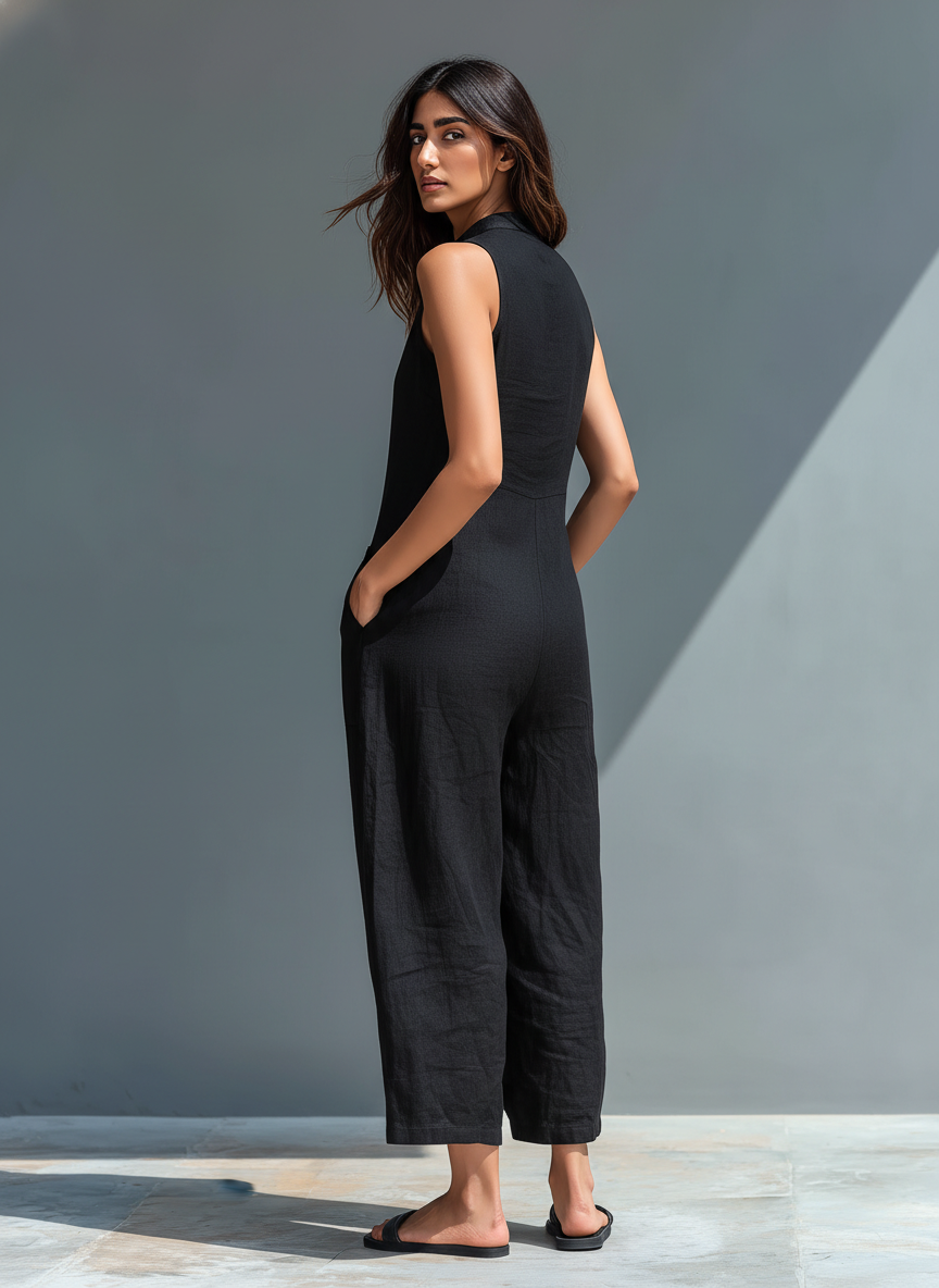 Debra | Elegant Sleeveless Plain Jumpsuit Image