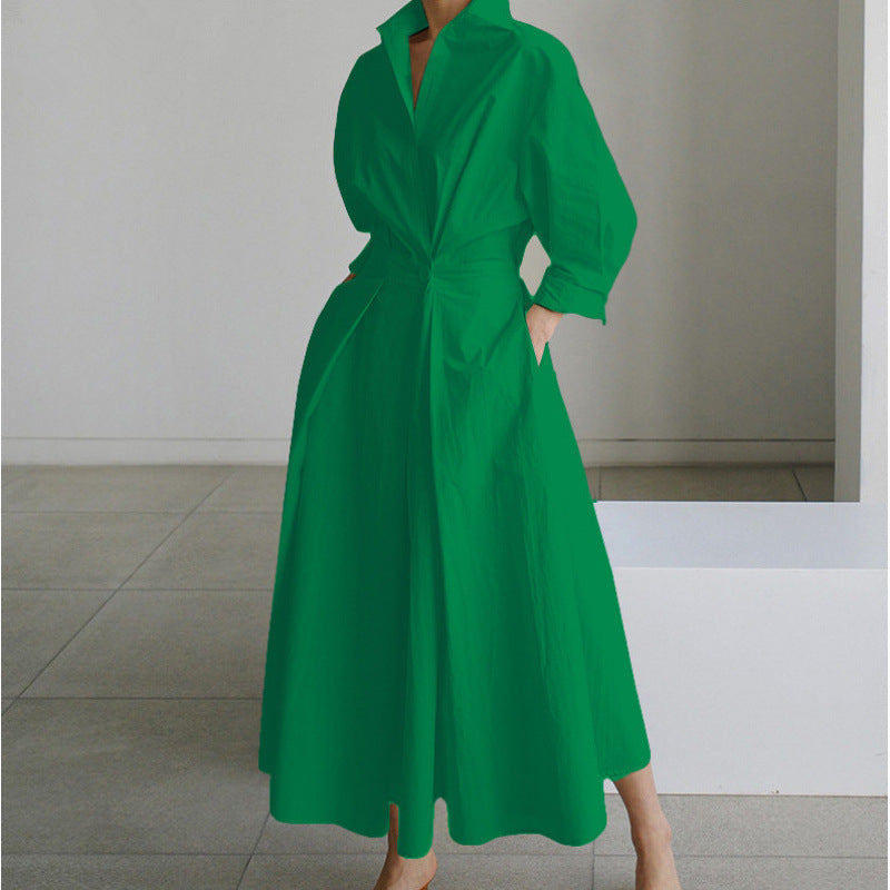 Alora | Elegant Front Wrap Collared Maxi Dress Image