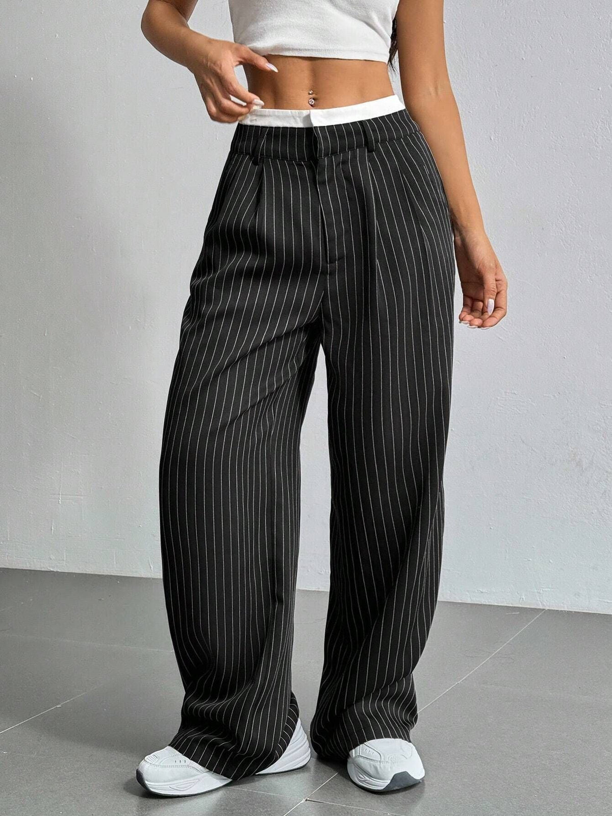 Grace | Casual Striped Wide Pants Image