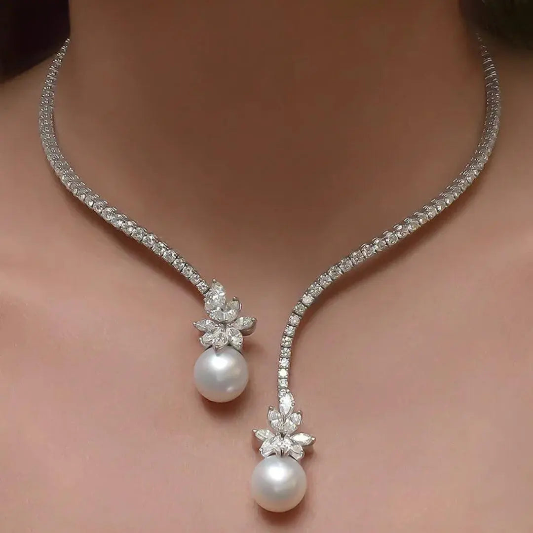 Charlene | Elegant Silver Pearl Necklace Image