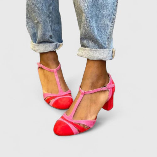 Joanna | Modern Closed Toe T-Strap Heels Image