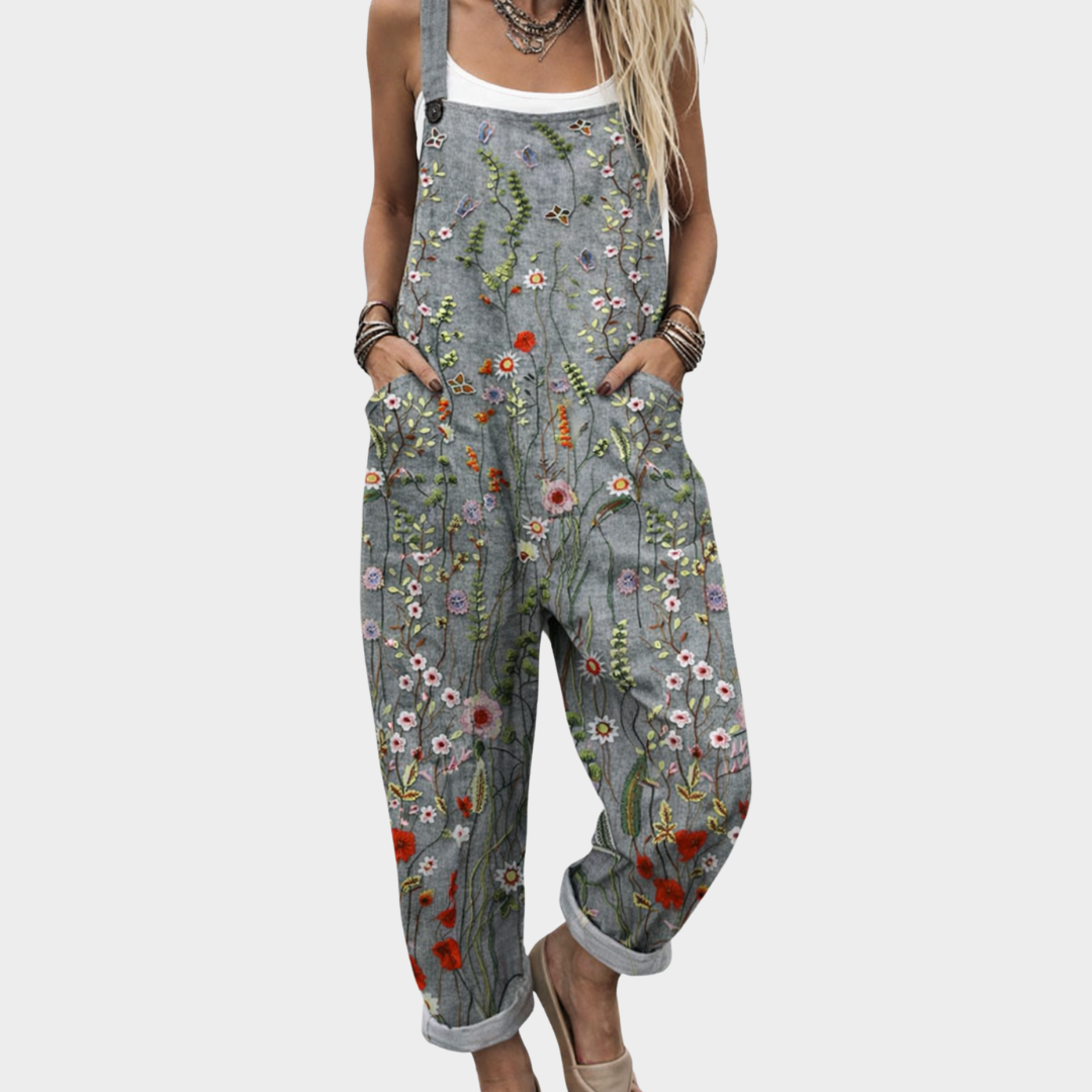 Jocelyn | Comfortable Gray Floral Jumpsuit Image