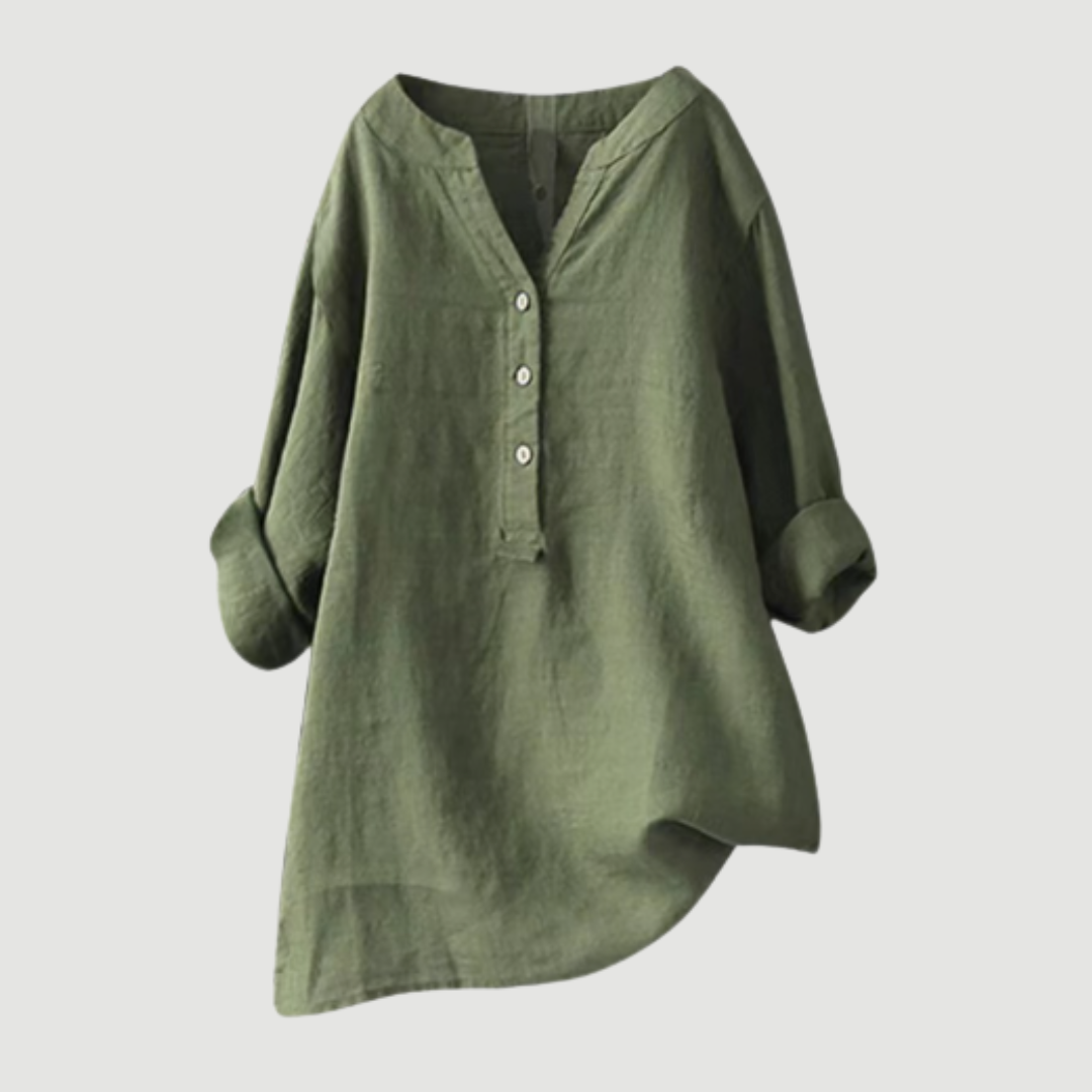 Carina | Refined V-Neck Button-Down Shirt Image