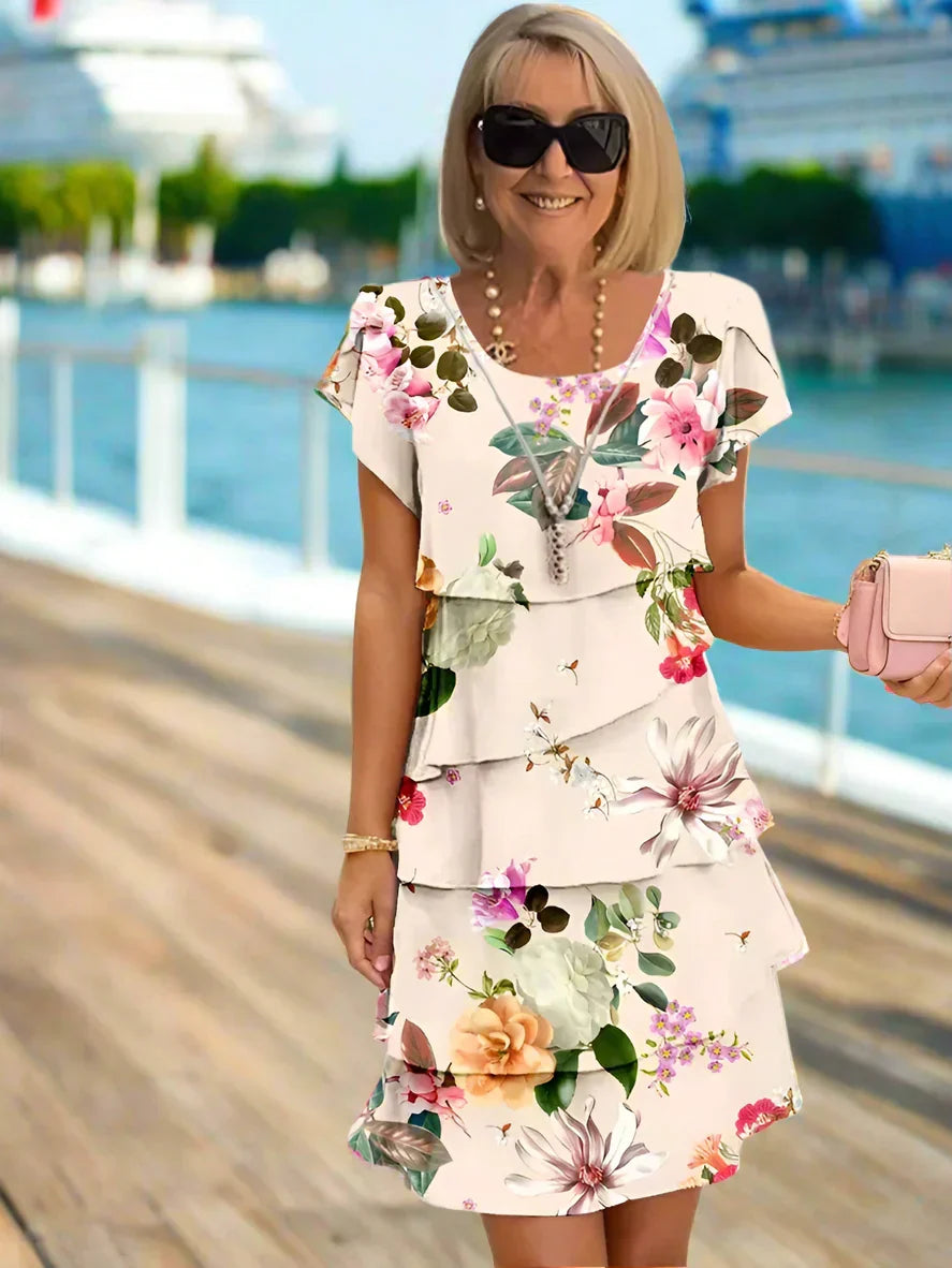 Rosie | Floral Tiered Chiffon Dress Image
