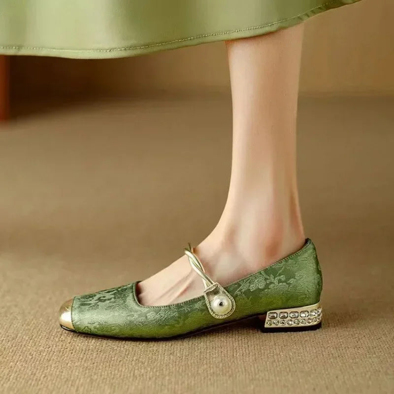 Camille | Vintage Braided Pearl Strap Shoes Image