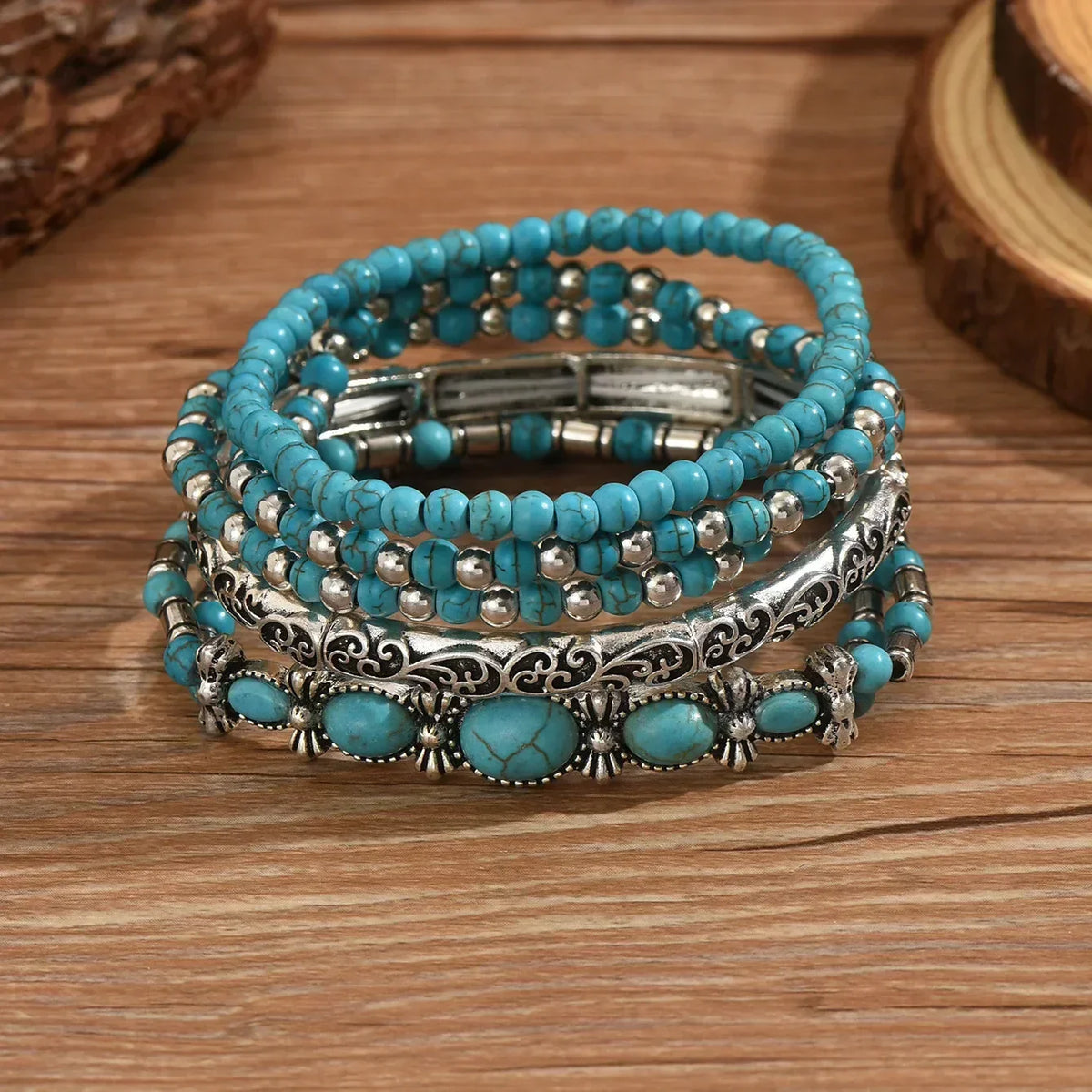 Pauline | Stylish Boho Turquoise Beads Bracelets Image
