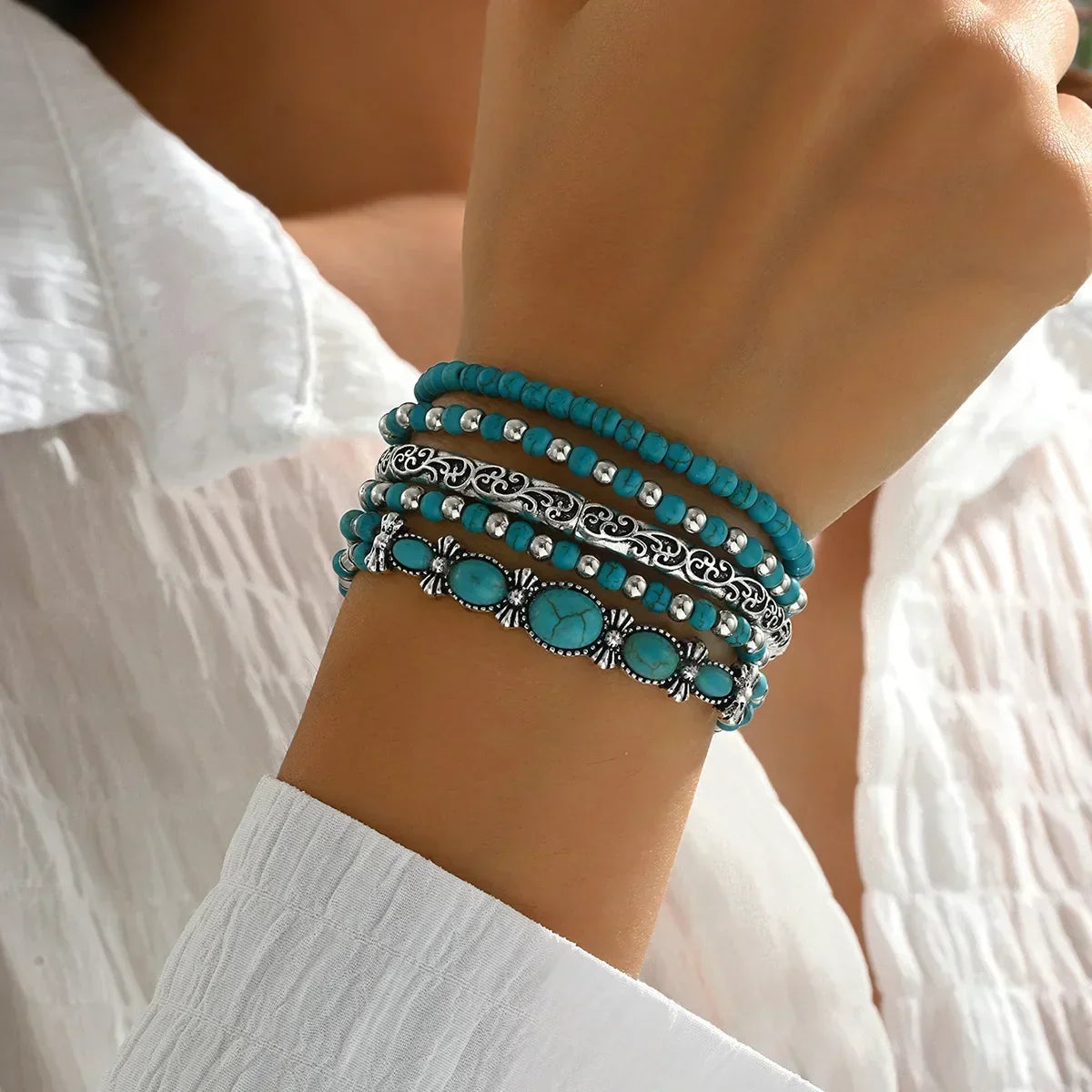 Pauline | Stylish Boho Turquoise Beads Bracelets Image