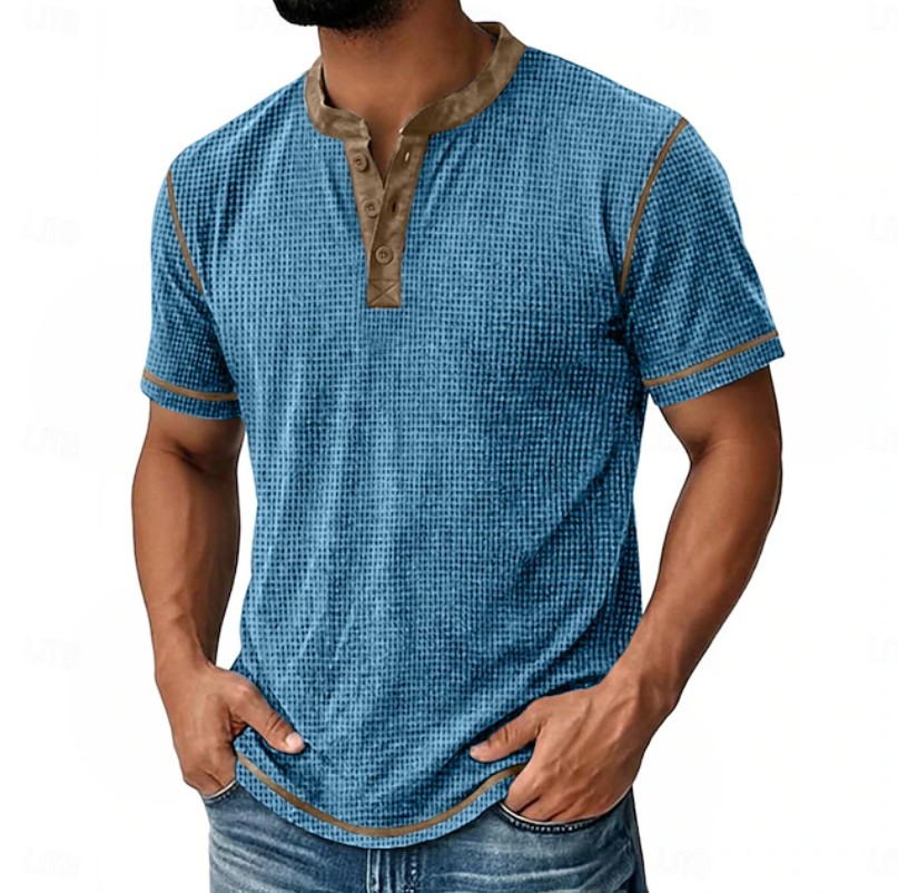 Arion | Textured Henley Short Sleeve T-Shirt Image