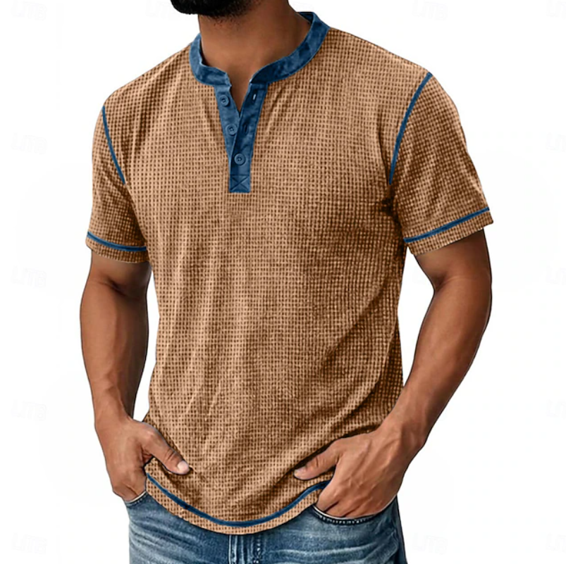 Arion | Textured Henley Short Sleeve T-Shirt Image