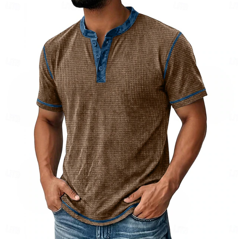 Arion | Textured Henley Short Sleeve T-Shirt Image