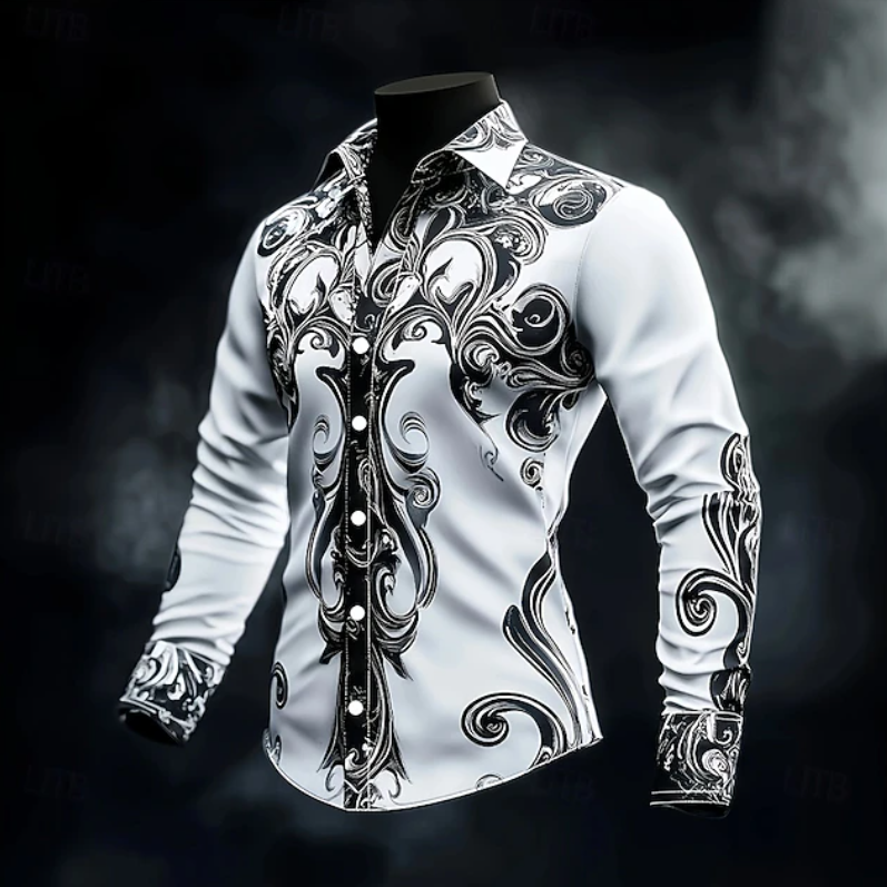Adrian | Ornate Print Long Sleeve Shirt Image