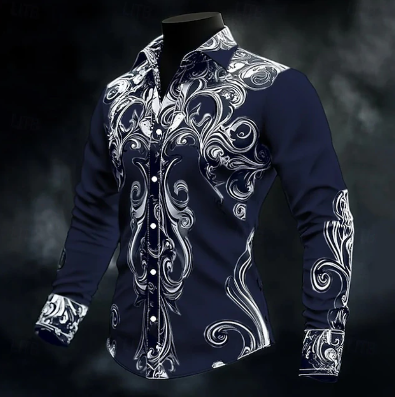 Adrian | Ornate Print Long Sleeve Shirt Image