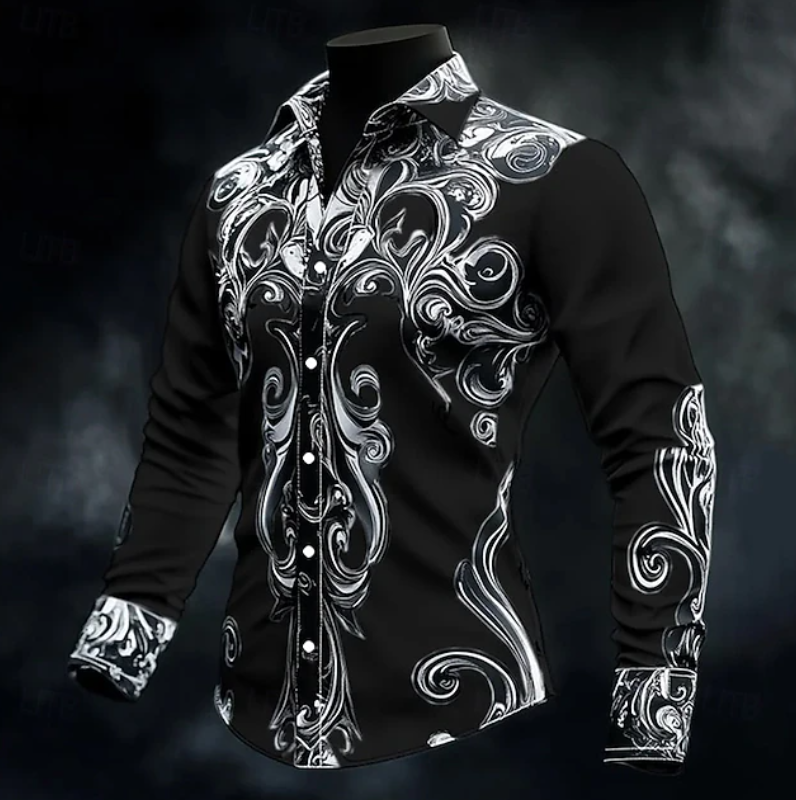 Adrian | Ornate Print Long Sleeve Shirt Image
