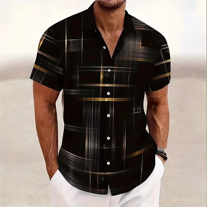 Gerald | Modern Line-Print Short Sleeve Shirt Image