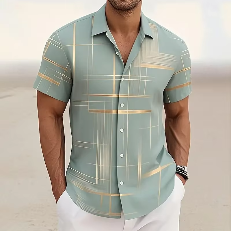 Gerald | Modern Line-Print Short Sleeve Shirt Image