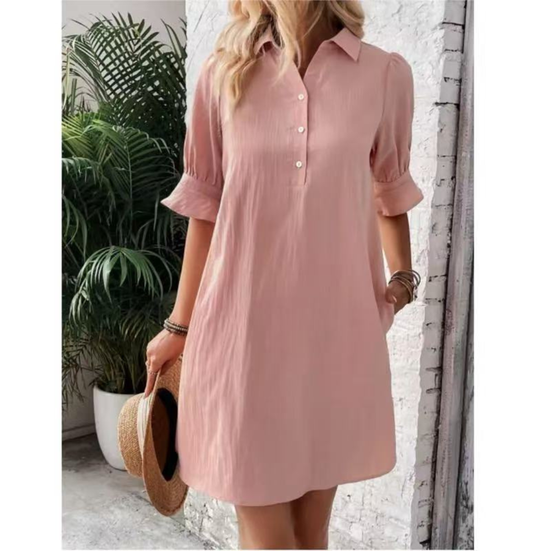Fiona | Casual Button Down Shirt Dress Image