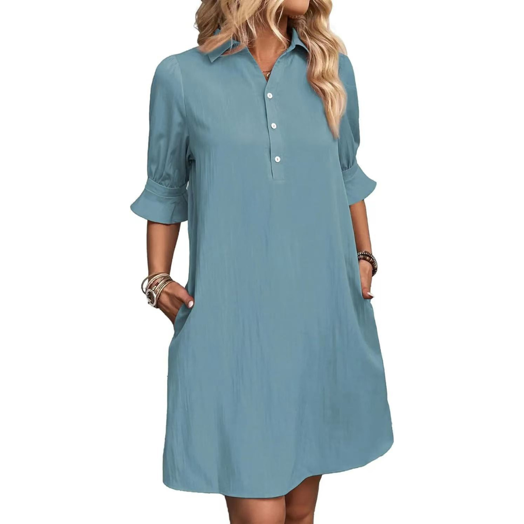 Fiona | Casual Button Down Shirt Dress Image