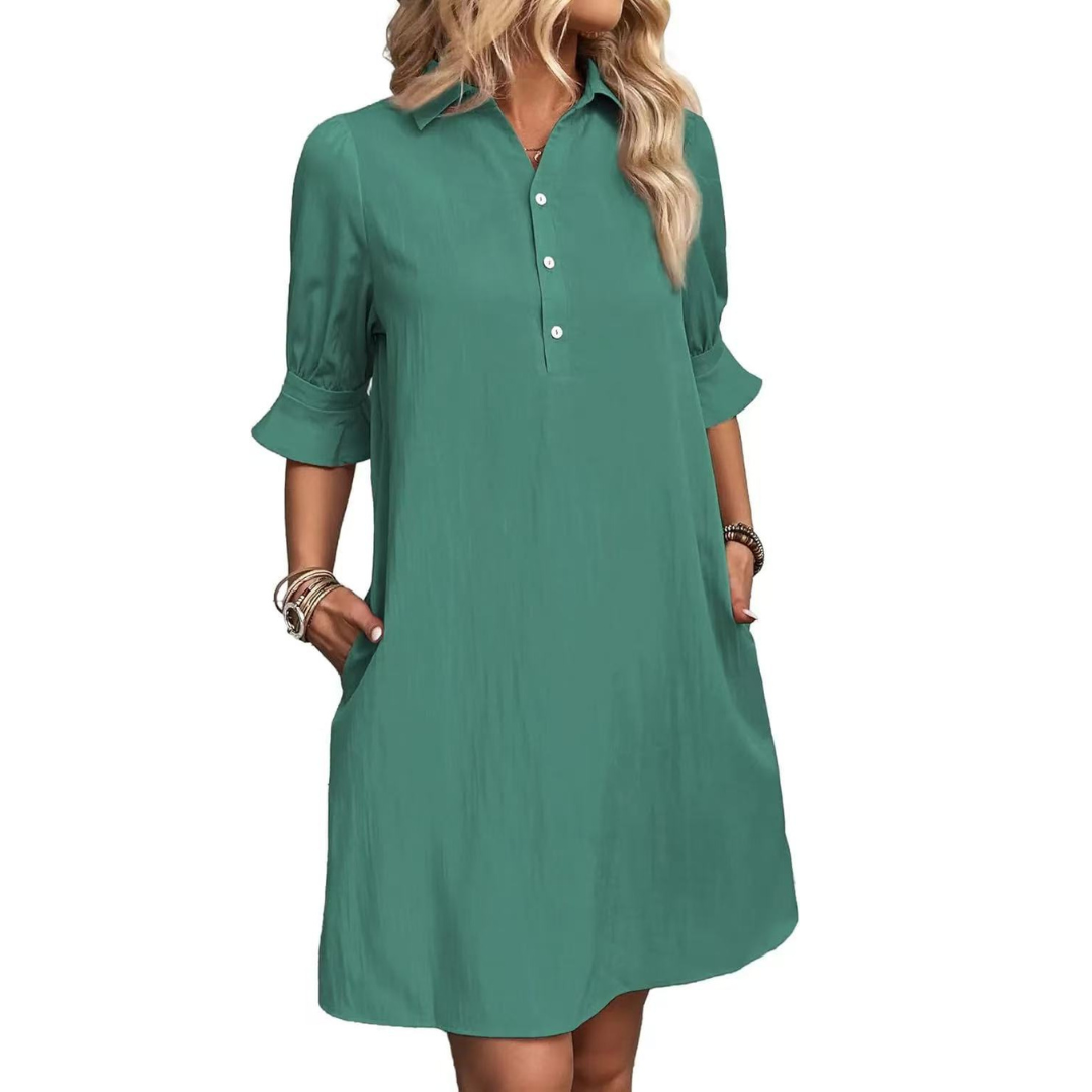 Fiona | Casual Button Down Shirt Dress Image