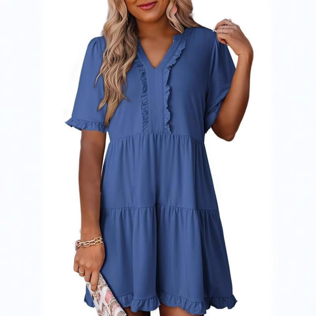 Shiela | Casual V-Neck Mini Dress Image