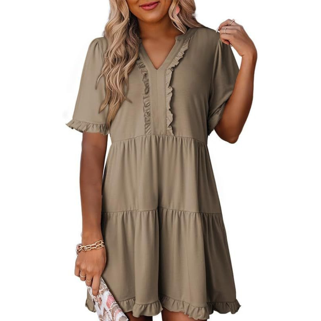 Shiela | Casual V-Neck Mini Dress Image