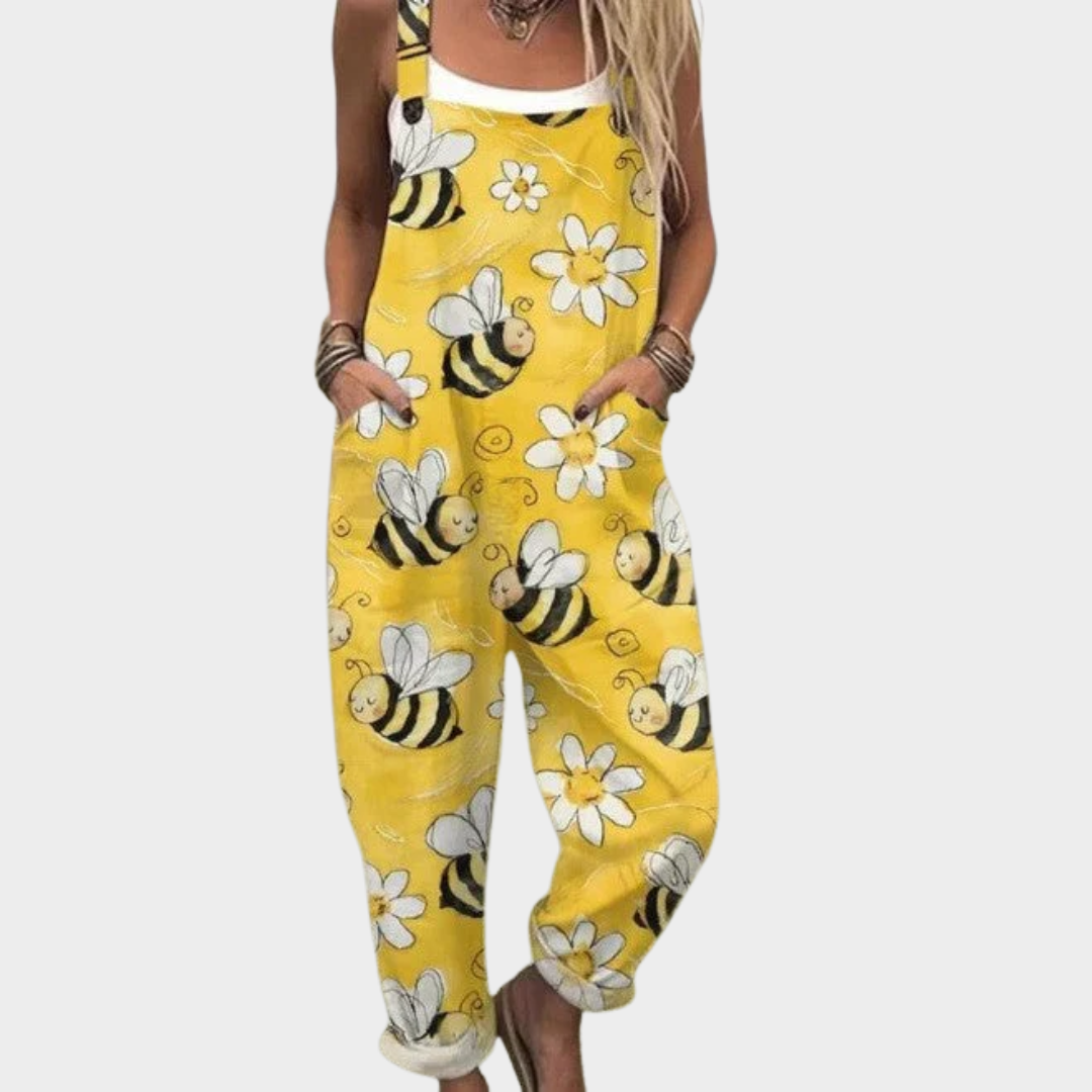 Allysia | Casual Floral Bee Art Jumpsuit Image