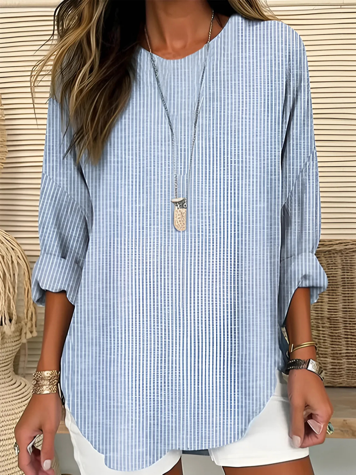 Madison | Chic Striped Silhouette Blouse Image