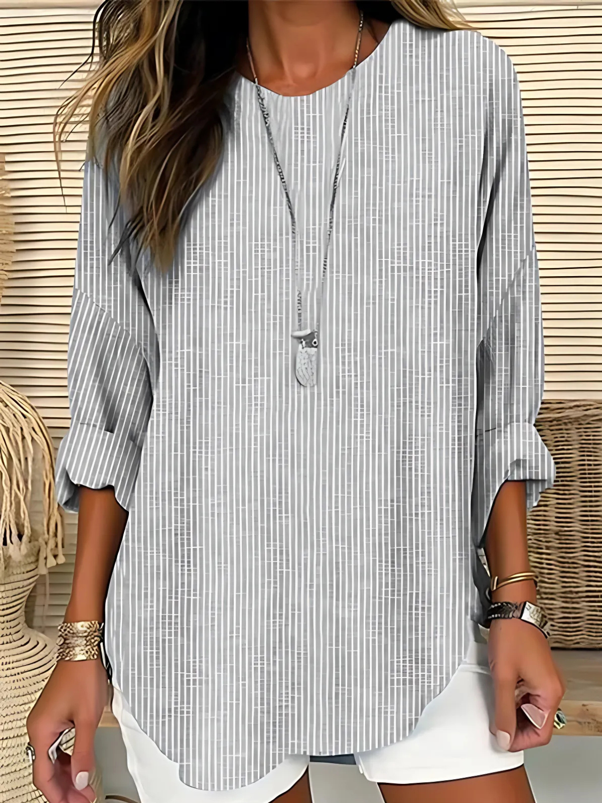 Madison | Chic Striped Silhouette Blouse Image