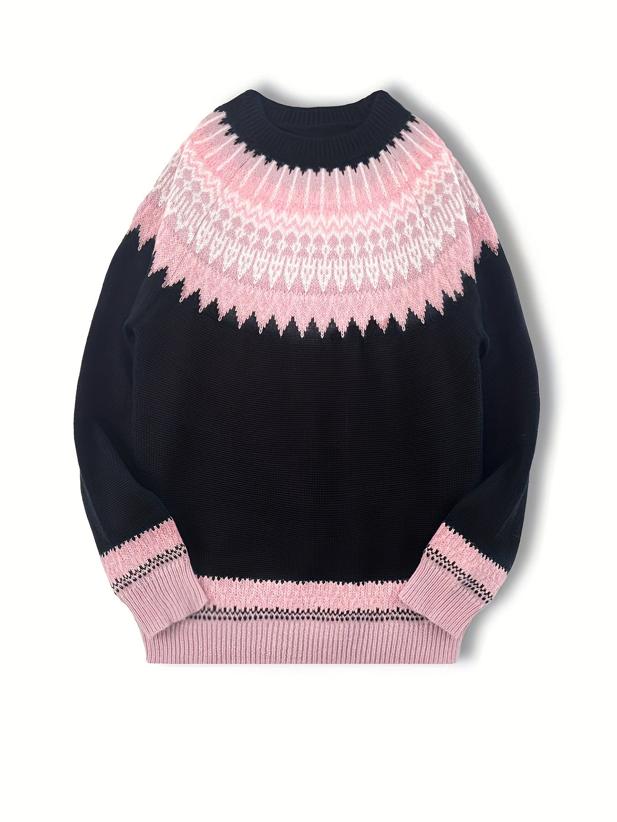 Brenna | Chunky Jacquard Round Neck Sweater