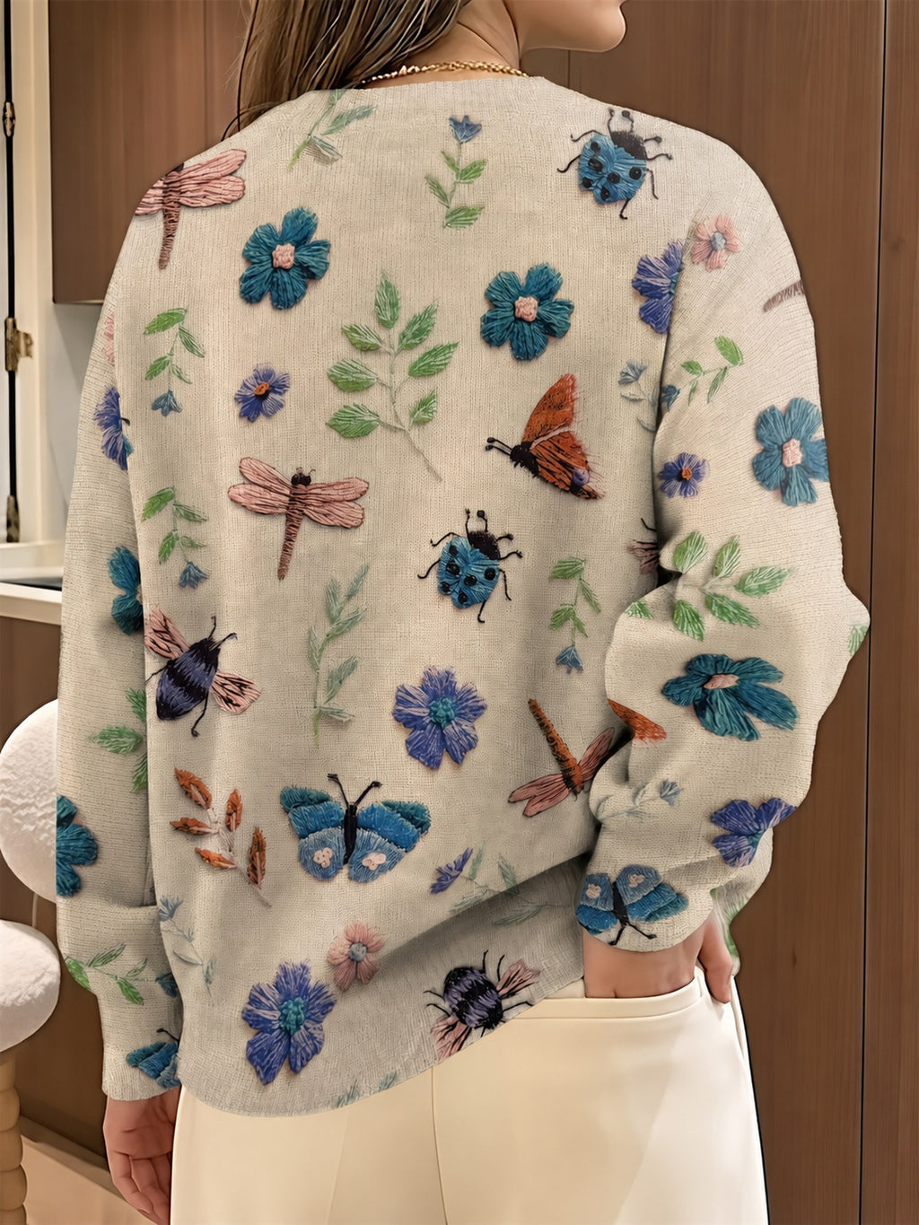Elsie | Botanical Print Crewneck Sweater