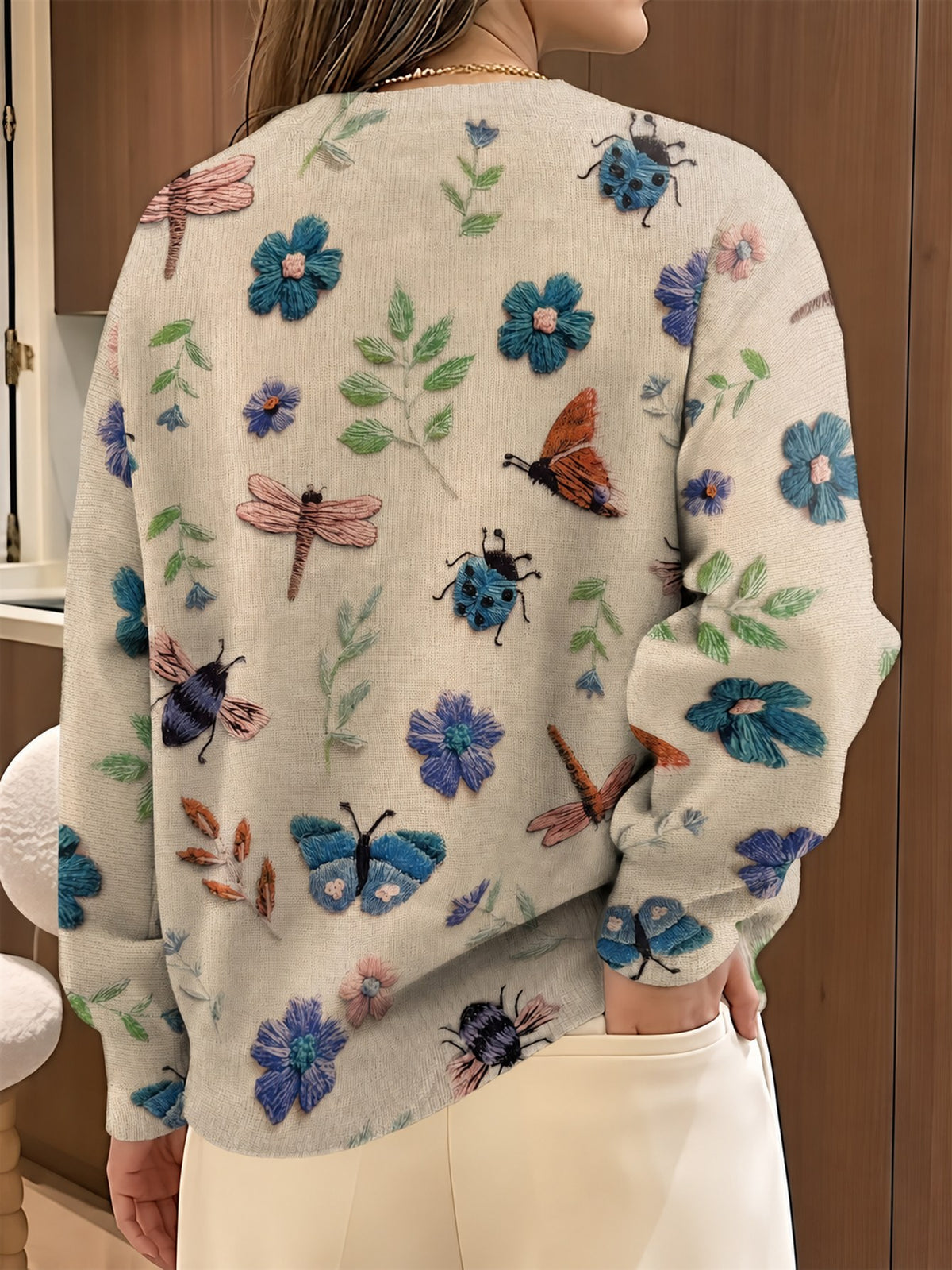 Elsie | Botanical Print Crewneck Sweater