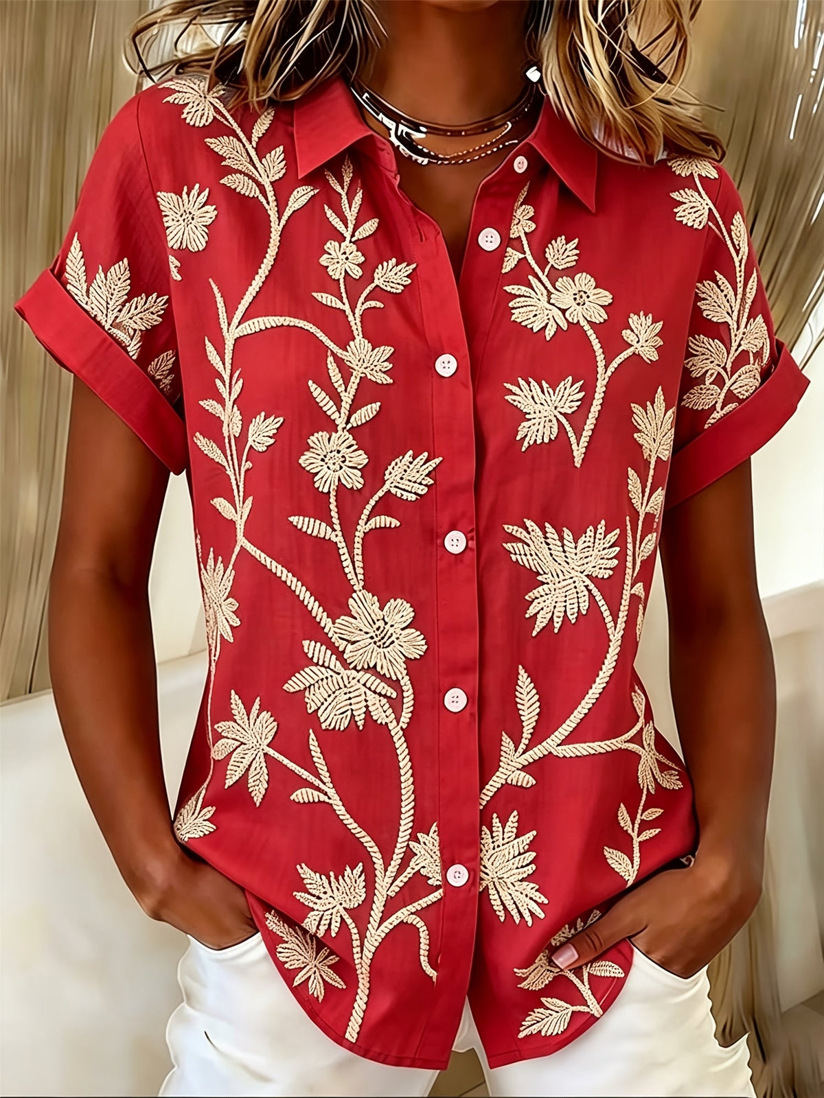 Regina | Botanical Print Shirt Image