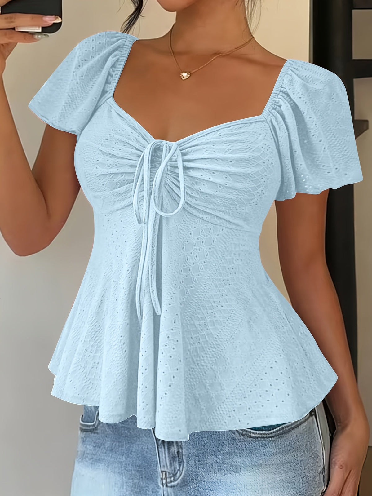 Josephine | Flutter-Sleeve Peplum Top Image
