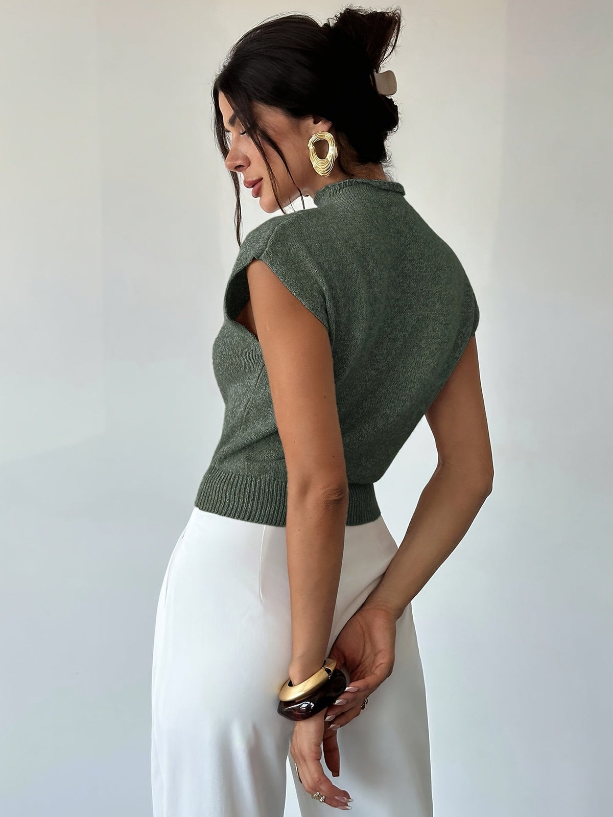 Claudia | Mock Neck Sleeveless Sweater Vest Image