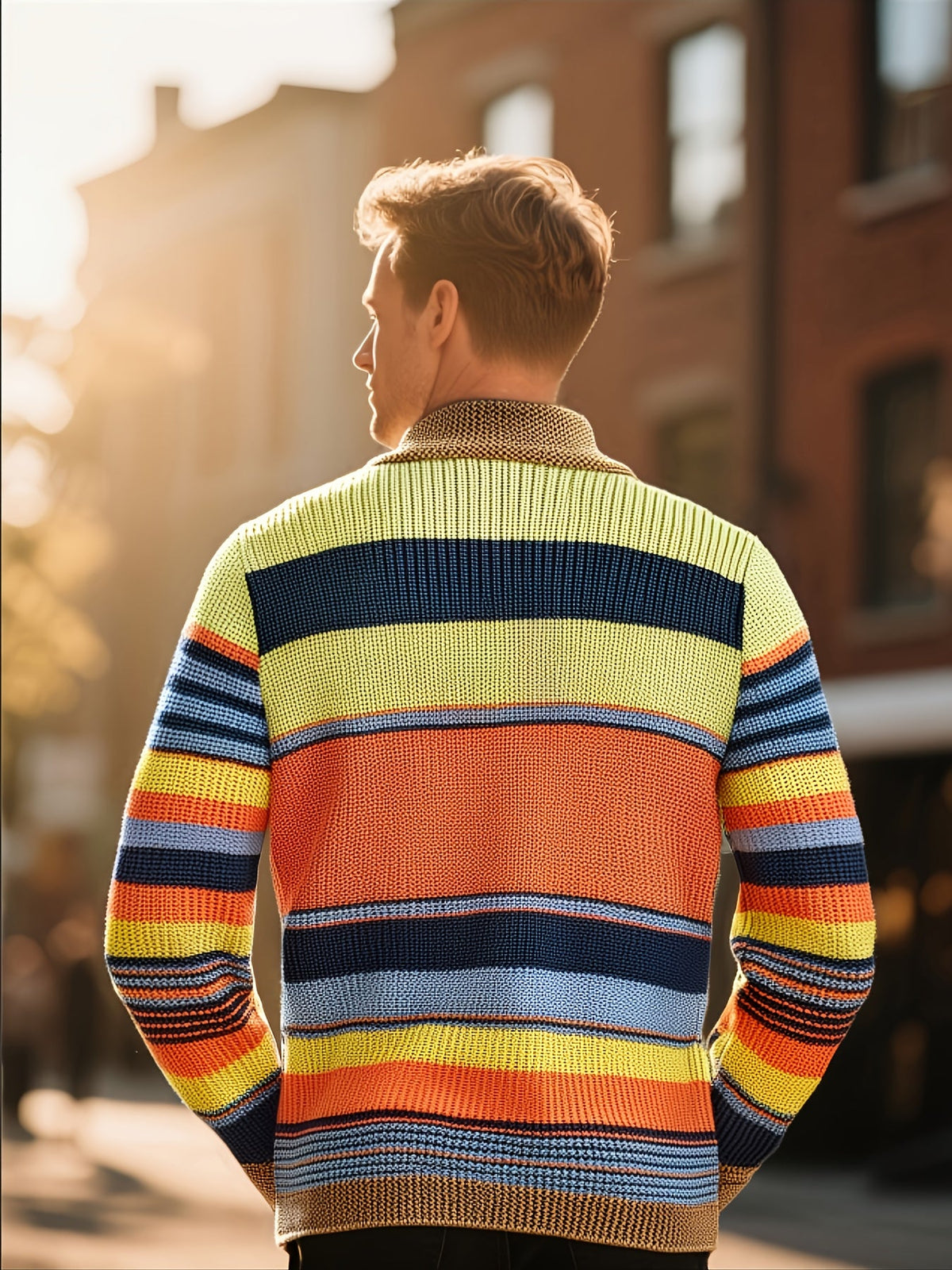 Callen | Striped Shawl-Collar Cardigan Image
