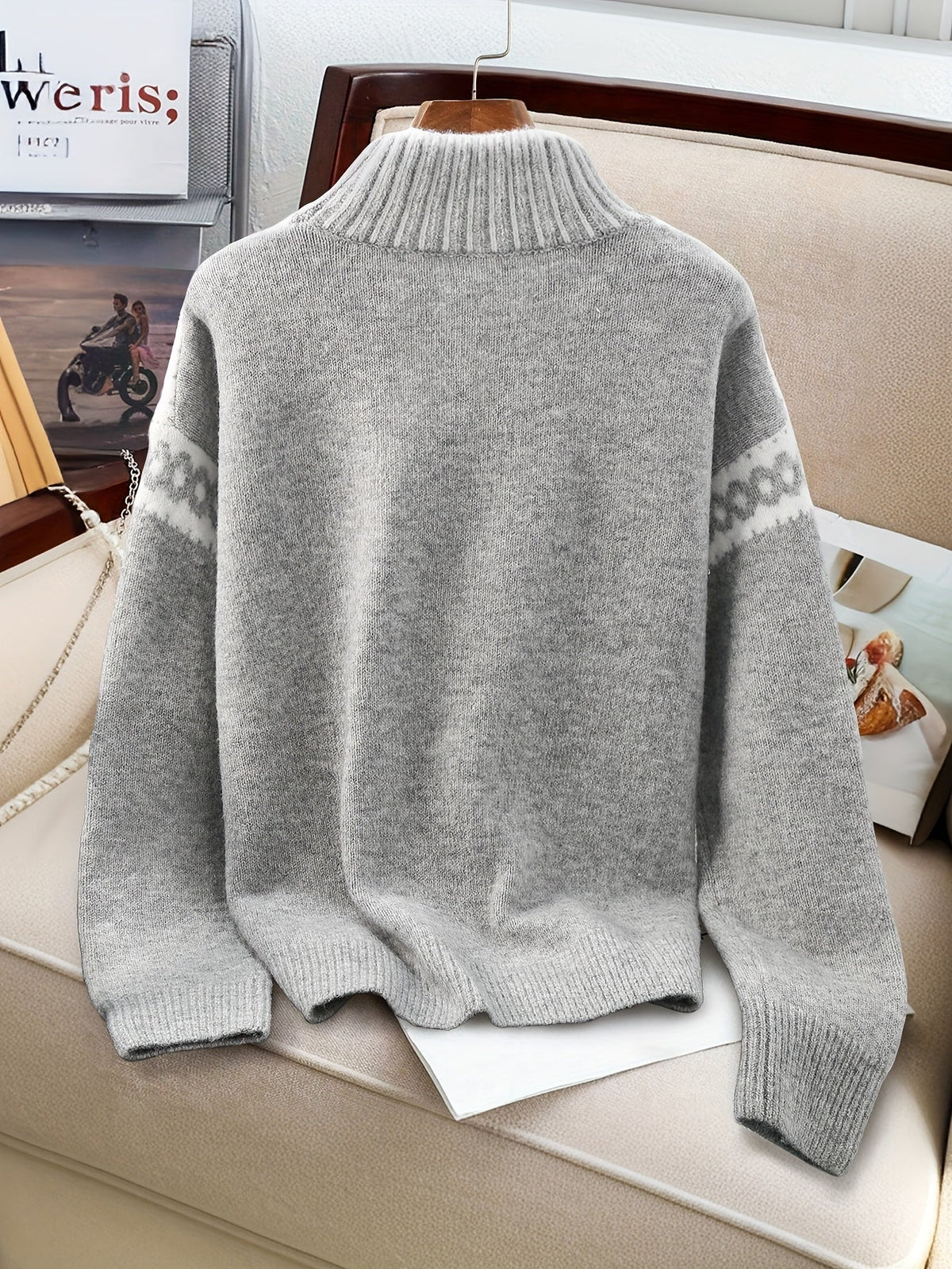 Corinna | Contrast-Trim Mock-Neck Sweater Image