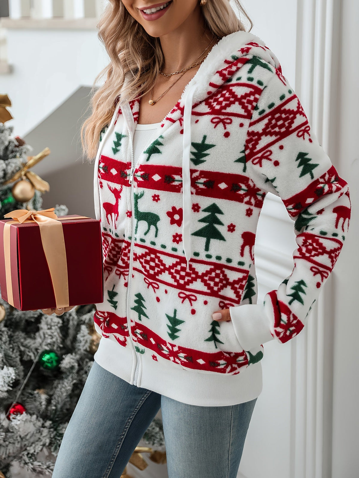 Coraline | Cozy Christmas Hooded Zip Cardigan Image