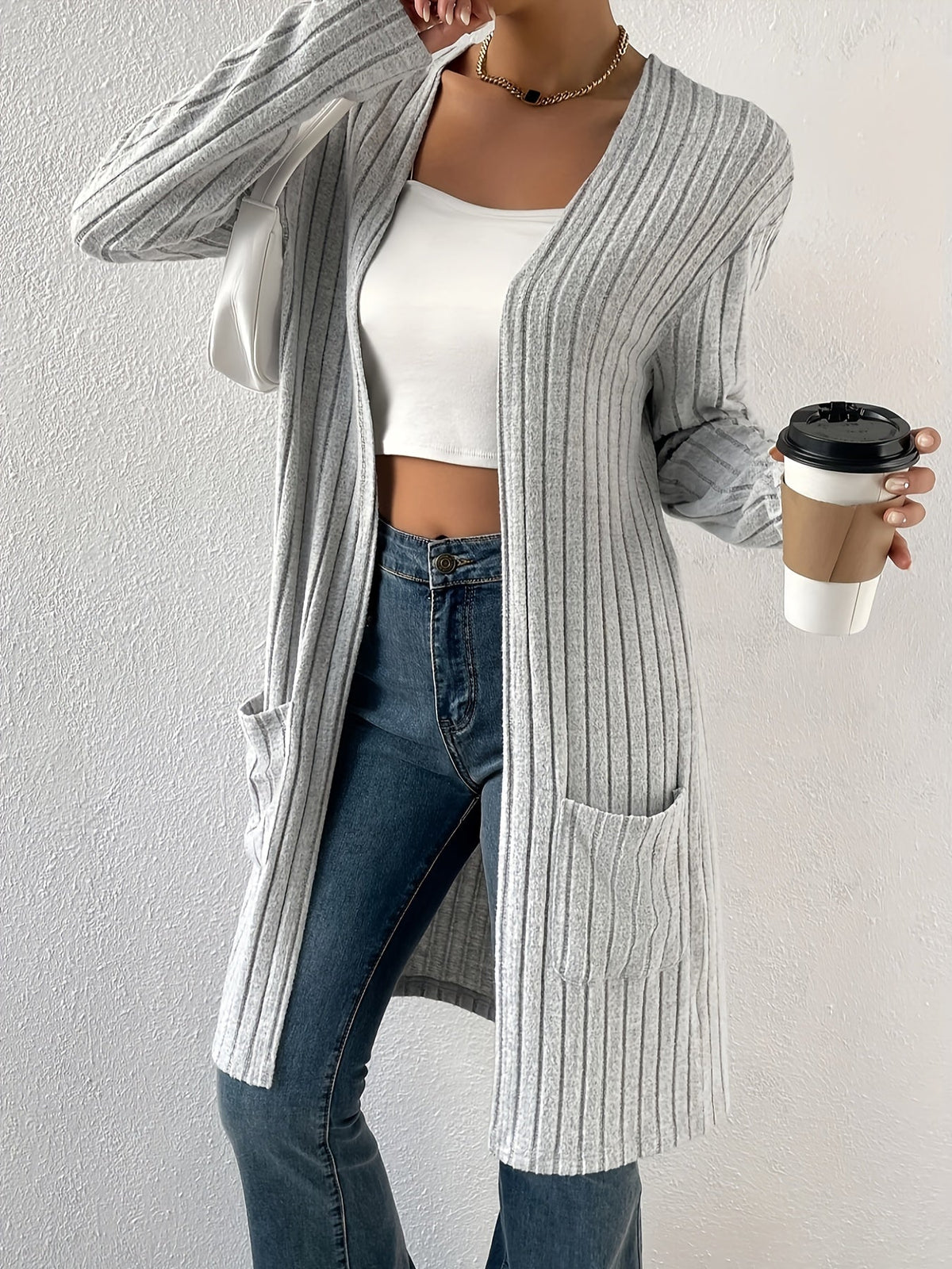 Ophelia | Ribbed Open-Front Cardigan Image