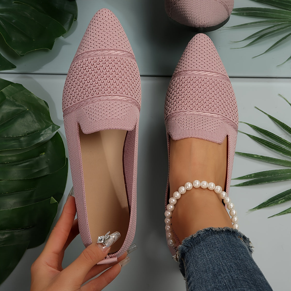 Lucia | Pointed Knit Flats Image