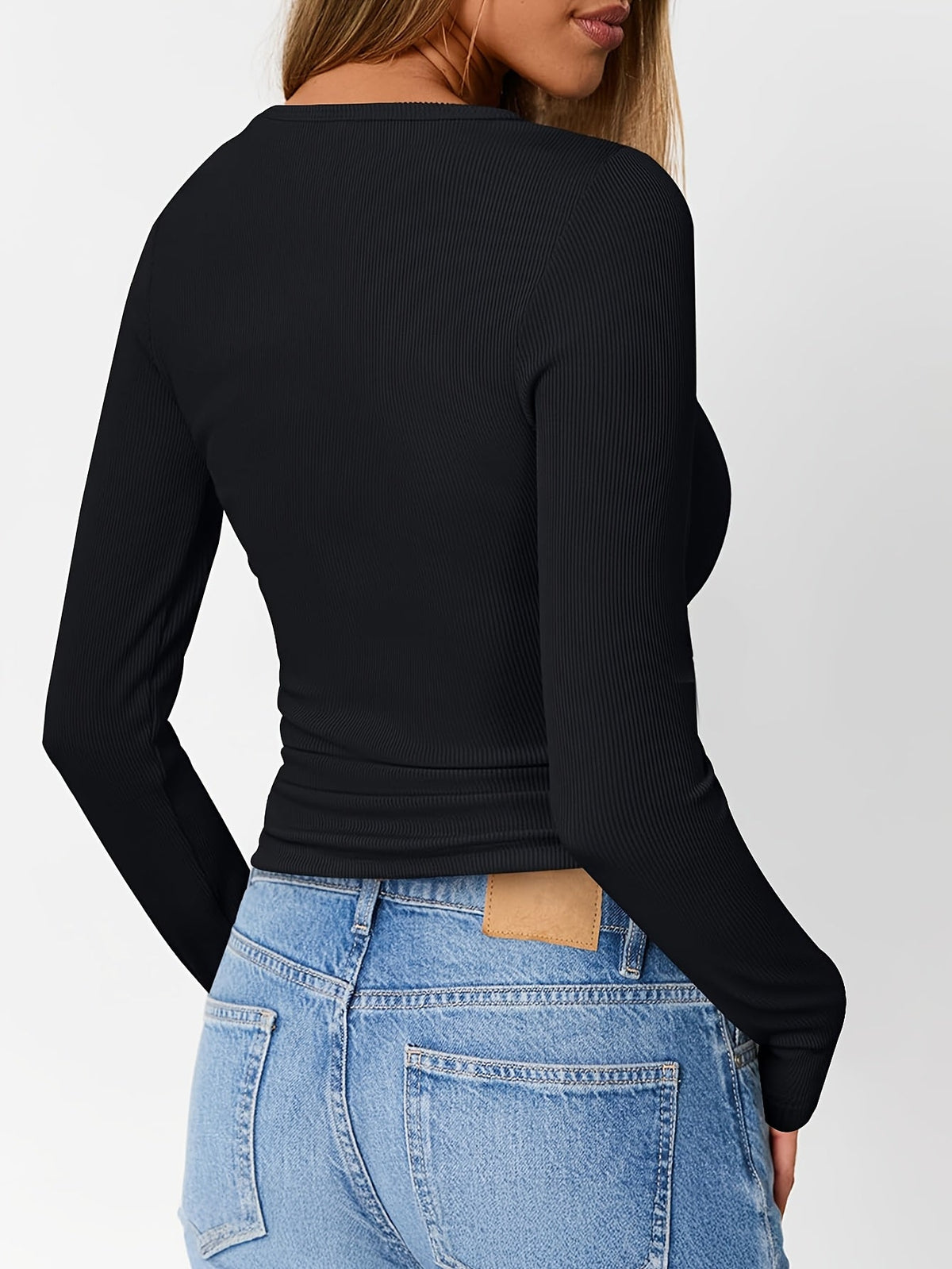 Ivy | Fitted Button Henley Top Image