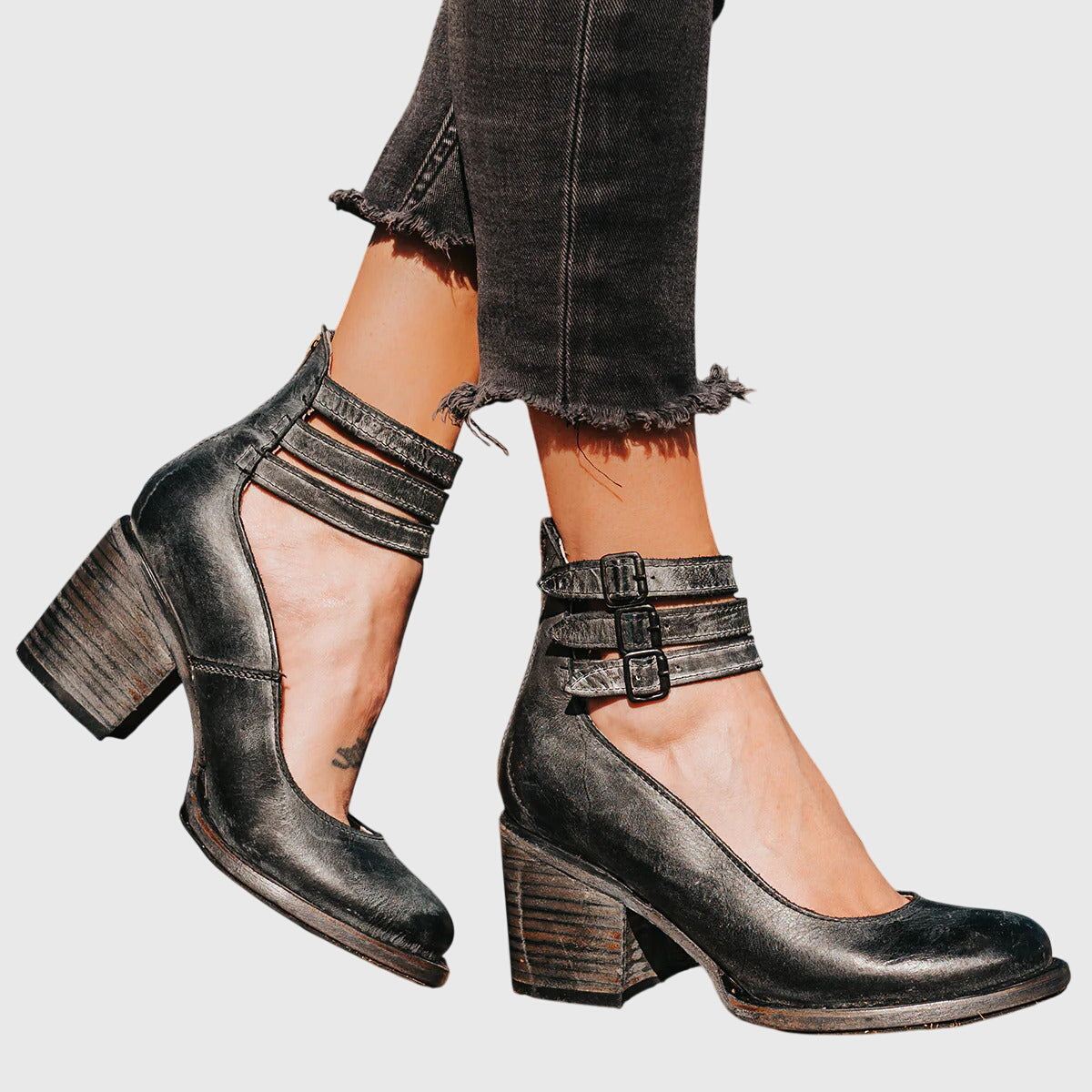 Hannah | Elegant Triple Ankle Strap Heels Image