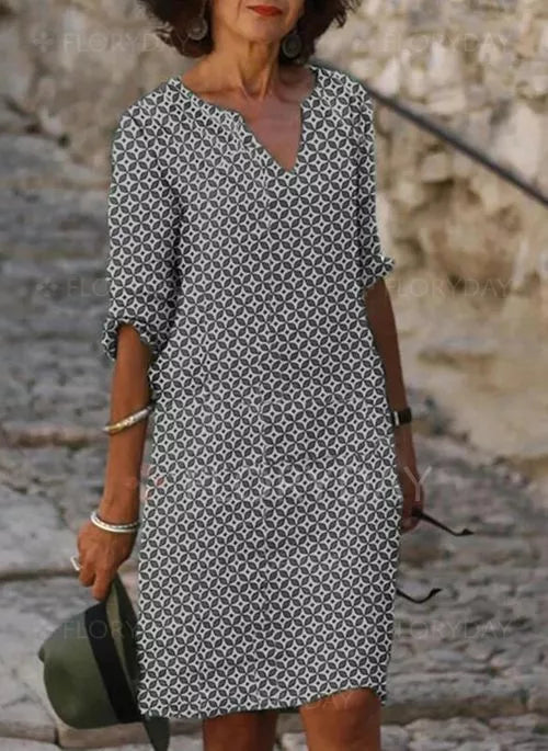 Celia | Vintage Split-Neck Summer Dress Image