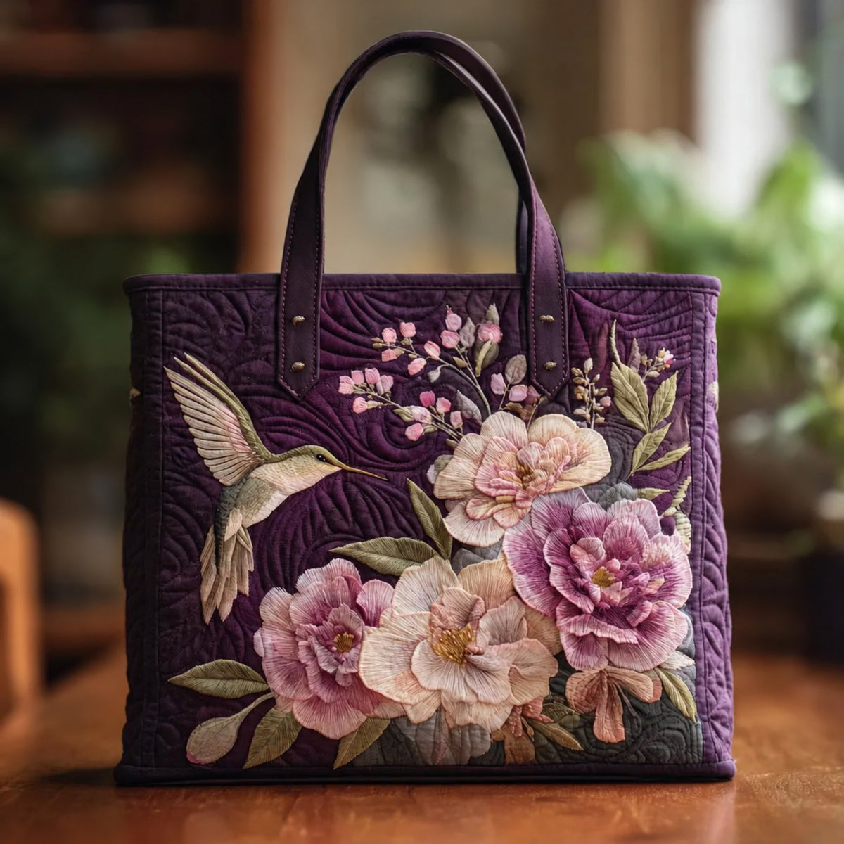 Andrea | Purple Floral Art Tote Bag Image