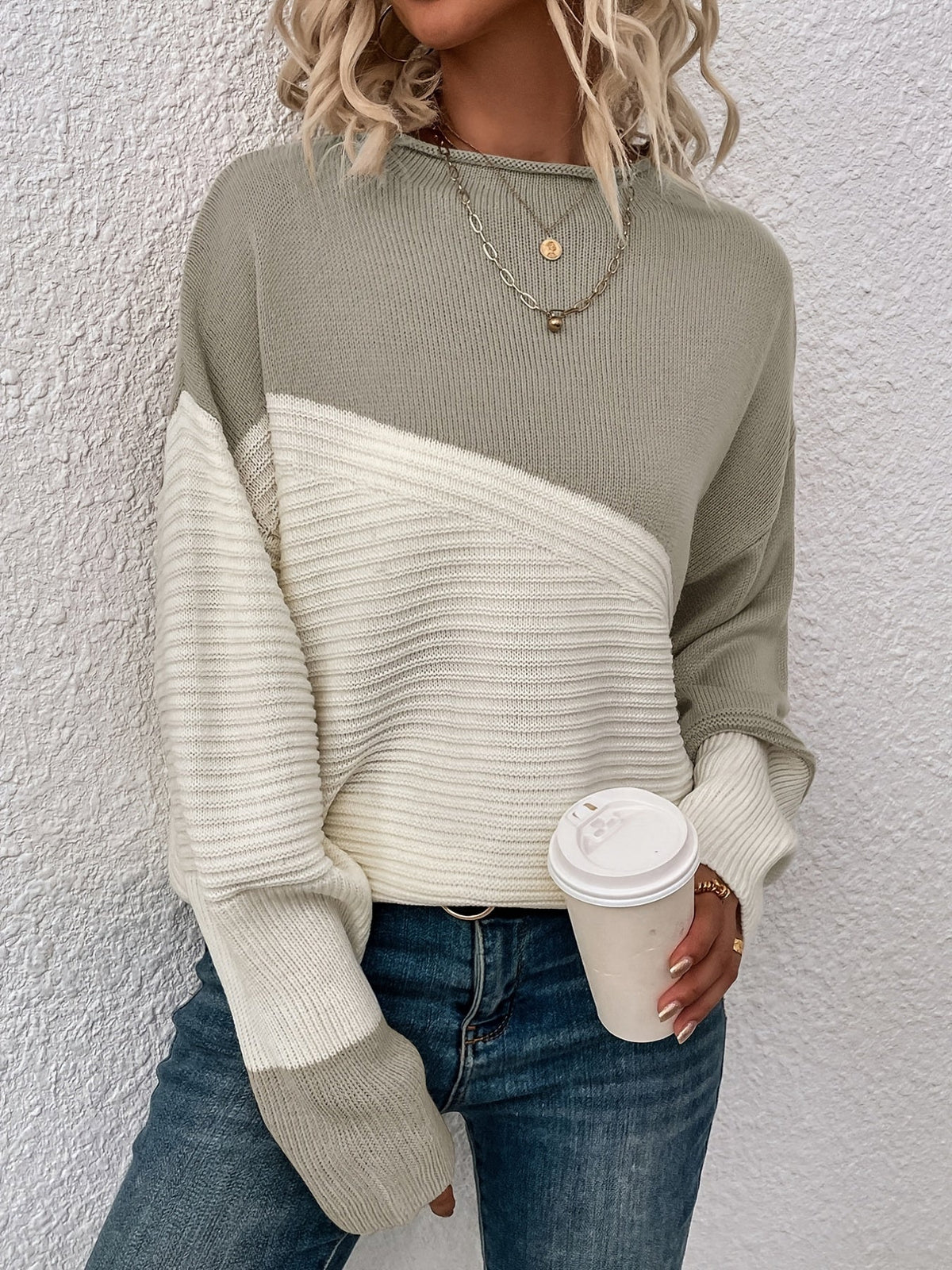 Helene | Color Block Relaxed Sweater Image