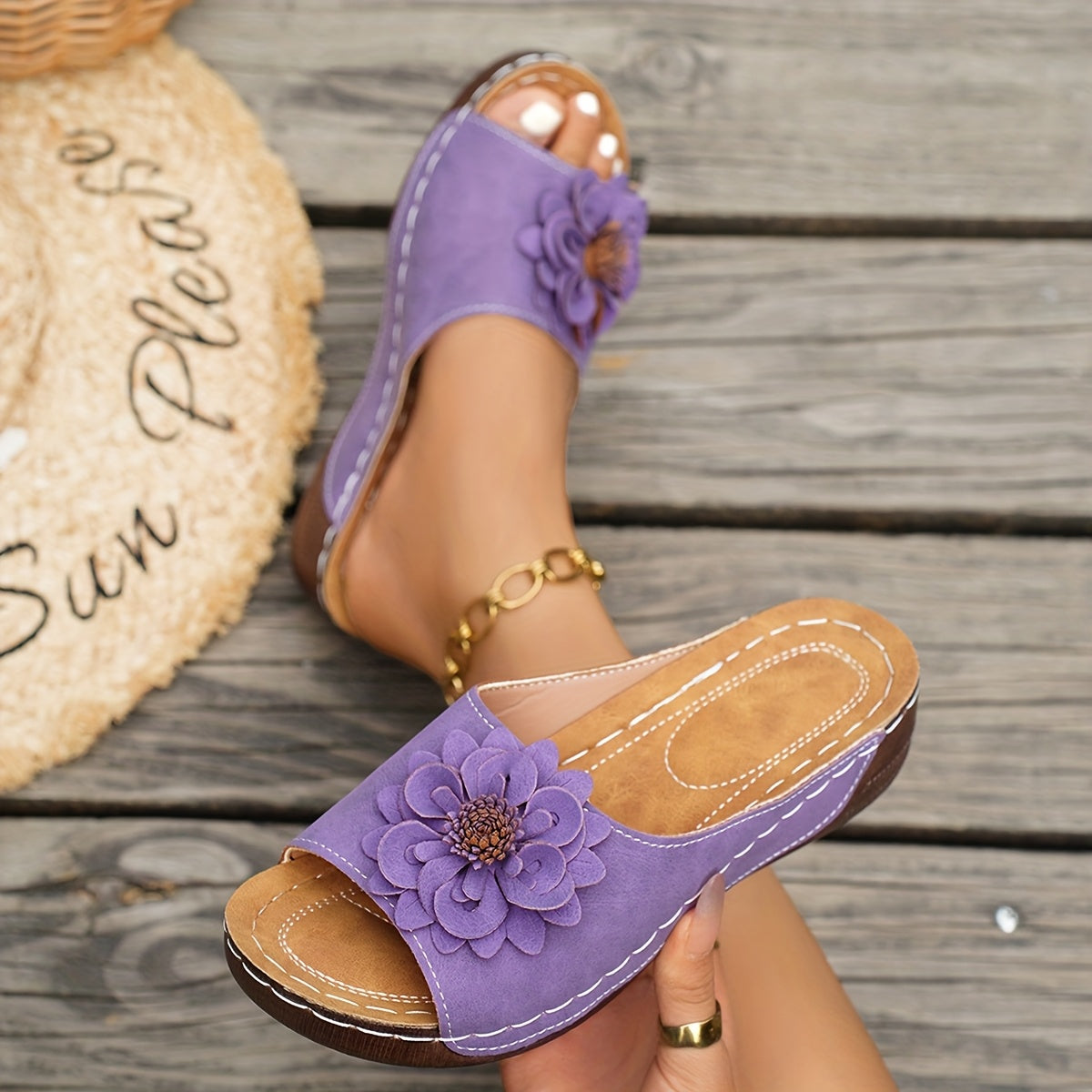 Melanie | Floral Comfort Wedge Sandals Image